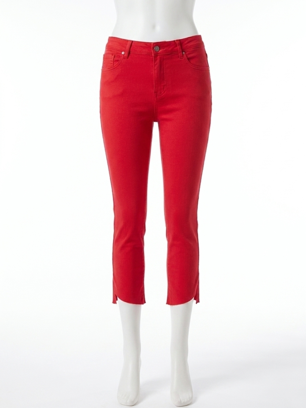 NEW CHARLIE B bell bottom pant raw edge hem pants in red